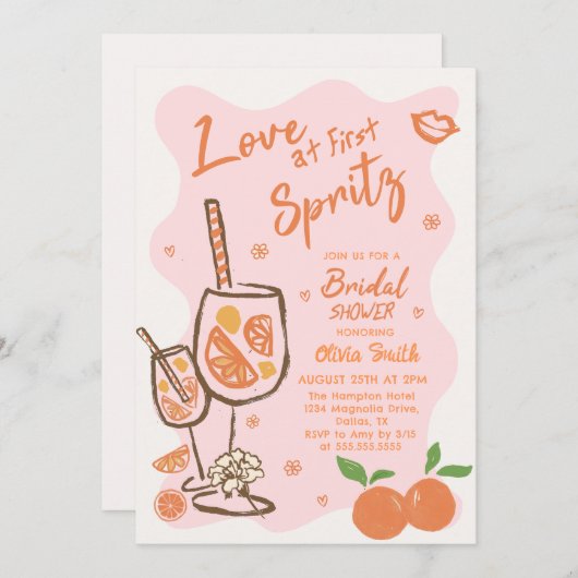 Love at First Spritz Bridal Shower Invitation 招待状 (正面/裏面)