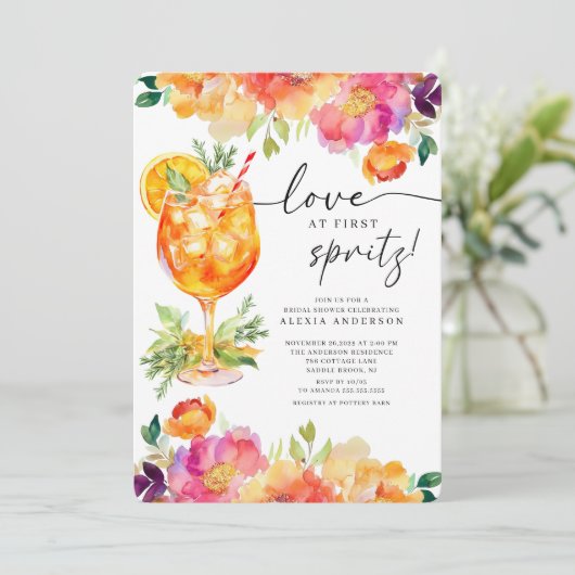 Love at First Spritz Bridal Shower Invitation 招待状 (スタンド正面)