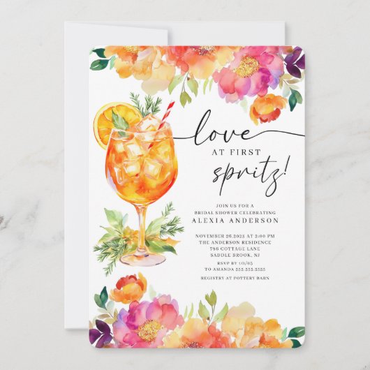 Love at First Spritz Bridal Shower Invitation 招待状 (正面)