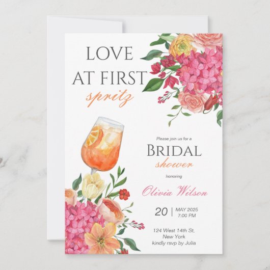 Love at First Spritz Bridal Shower Invitation 招待状 (正面)