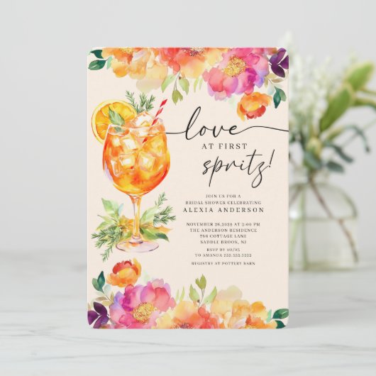 Love at First Spritz Bridal Shower Invitation 招待状 (スタンド正面)