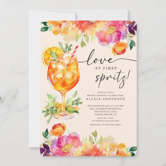 Love at First Spritz Bridal Shower Invitation 招待状 (正面)