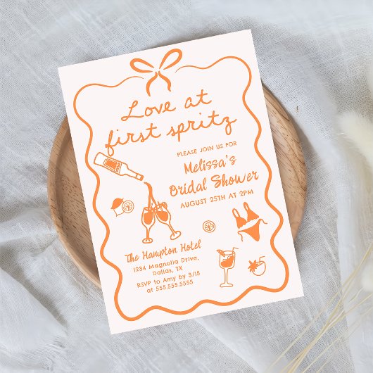 Love at First Spritz Bridal Shower Invitation 招待状