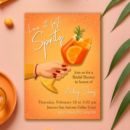 Love at First Spritz Bridal Shower Invitation 招待状