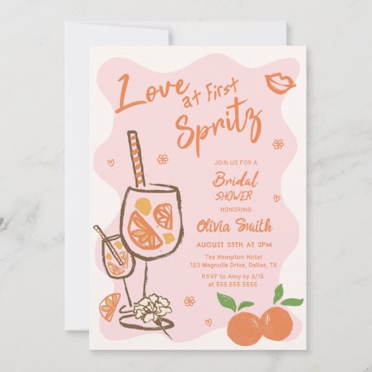 Love at First Spritz Bridal Shower Invitation 招待状 (正面)