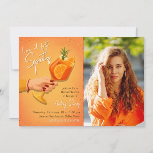 Love at First Spritz Bridal Shower Invitation 招待状 (正面)