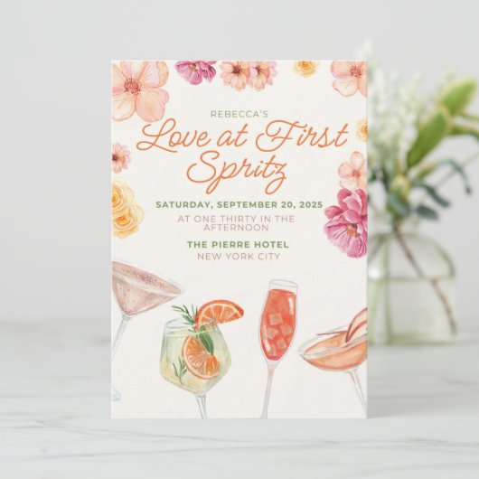 Love at First Spritz Bridal Shower Invitation 招待状 (スタンド正面)