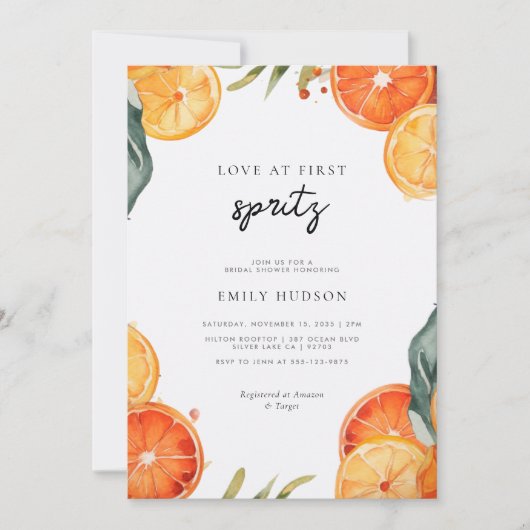 Love at First Spritz Bridal Shower Invitation 招待状 (正面)