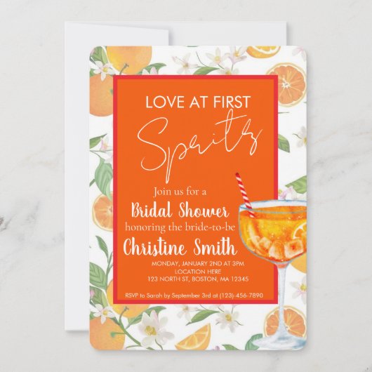 Love at First Spritz Bridal Shower Invitation 招待状 (正面)