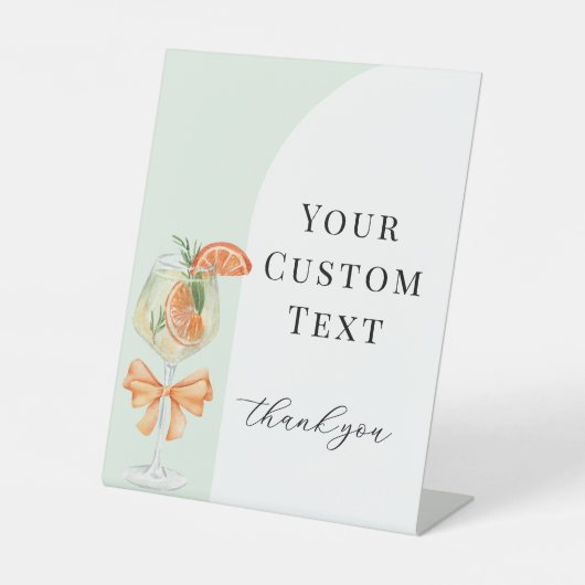 Love At First Spritz Custom Text Bridal Shower 台座サイン (正面)