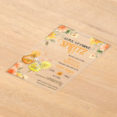 Love at First Spritz Floral Cocktail Bridal Shower アクリル招待状 (レイダウン)