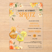 Love at First Spritz Floral Cocktail Bridal Shower アクリル招待状 (正面)