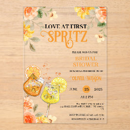 Love at First Spritz Floral Cocktail Bridal Shower アクリル招待状