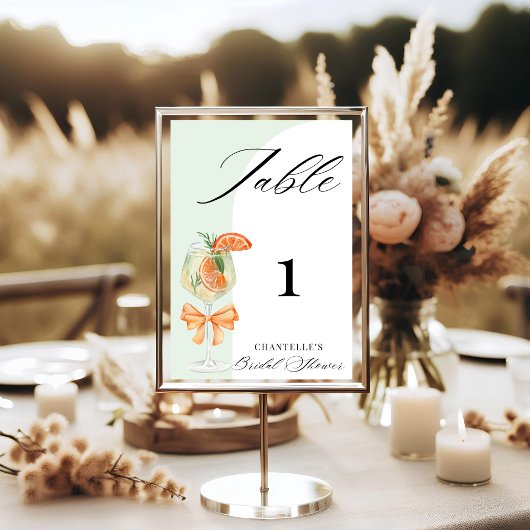 Love At First Spritz Green Arch Bridal Shower テーブルナンバー