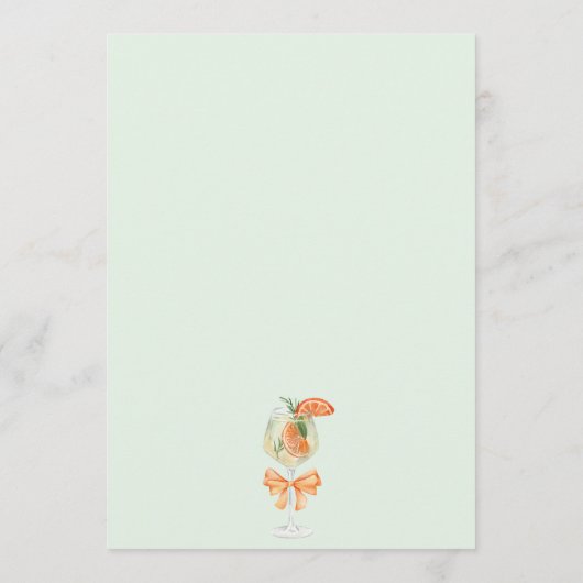 Love At First Spritz Green Arch Bridal Shower メニュー (裏面)