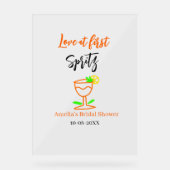 Love at first spritz orange black bridal shower gl アクリルサイン (正面)