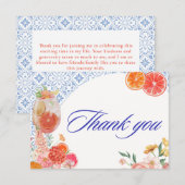 Love at first spritz orange bridal shower サンキューカード (正面/裏面)