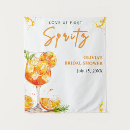 Love at First Spritz Orange Bridal Shower Backdrop タペストリー
