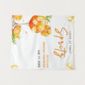 Love at First Spritz Orange Bridal Shower Backdrop タペストリー (正面(横))
