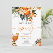 Love At First Spritz Spritzer Orange Bridal Shower 招待状 (スタンド正面)