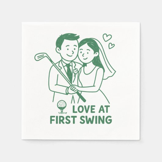 "Love at First Swing" Golfer's Style paper napkin スタンダードカクテルナプキン (正面)