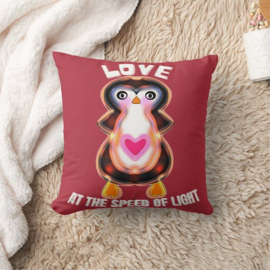 Love at the Speed of Light Penguin Gift クッション (ブランケット)