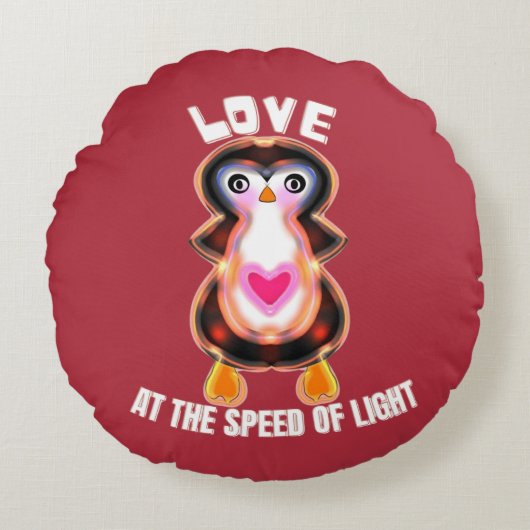 Love at the Speed of Light Penguin Gift ラウンドクッション (正面)