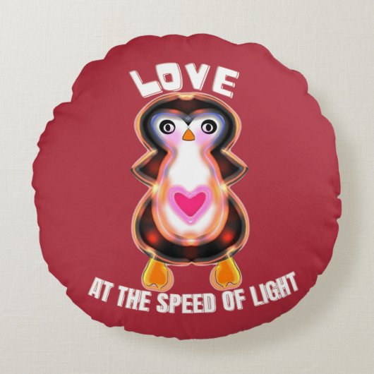 Love at the Speed of Light Penguin Gift ラウンドクッション (正面)