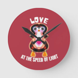 Love at the Speed of Light Penguin Gift ラウンド壁時計