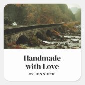 Love Autumn ForestとRiverの写真で手作り スクエアシール (正面)