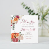 Love Baby Showerで燃えたオレンジ色のカボチャ秋 招待状 (スタンド正面)