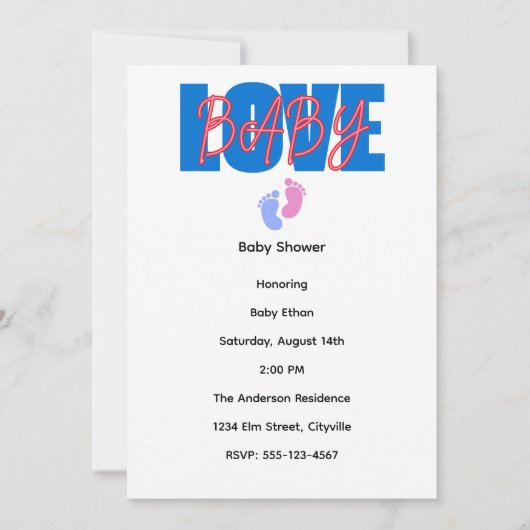 Love Baby Shower Invitation (正面)