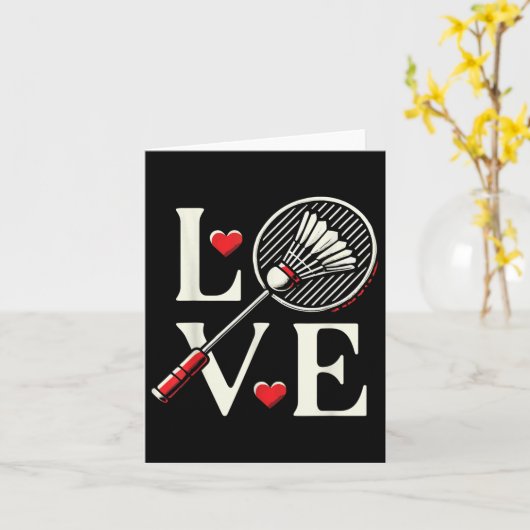 Love Badminton Player Heart Racket Shuttle  カード (黄色い花)