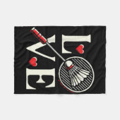 Love Badminton Player Heart Racket Shuttle  フリースブランケット (正面(横))
