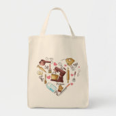 Love Baking Heart Watercolor トートバッグ (正面)