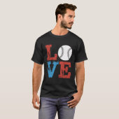 LOVE Baseball Grunge Design – Retro Distressed Tシャツ (正面フル)