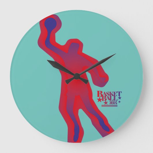 LOVE BASKETBALL BY MASANSER PIXELAT ラージ壁時計 (正面)
