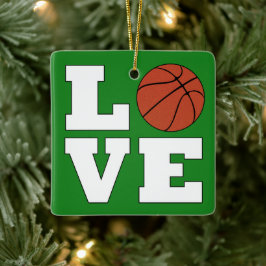 LOVE Basketball Red and Green Christmas Basketball セラミックオーナメント