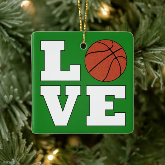 LOVE Basketball Red and Green Christmas Basketball セラミックオーナメント (ツリー)