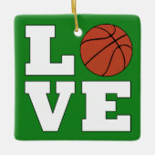 LOVE Basketball Red and Green Christmas Basketball セラミックオーナメント (正面)