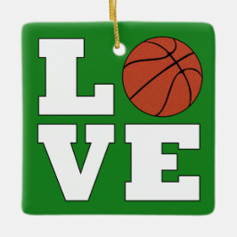 LOVE Basketball Red and Green Christmas Basketball セラミックオーナメント