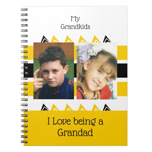 Love be a Grandad写真を黄色の白に追加 ノートブック (正面)