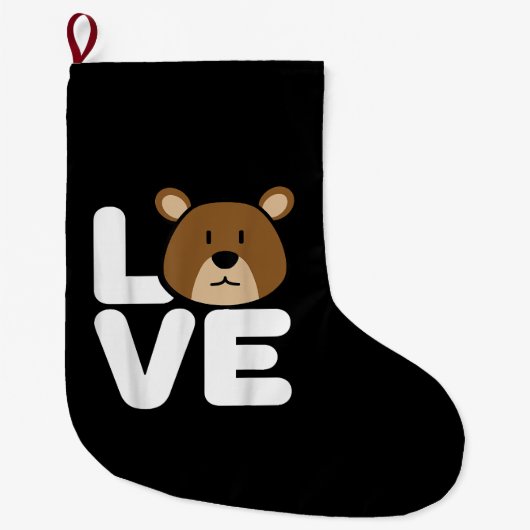 LOVE Bears Shirt Bear Lover Shirt Cool Bear ラージクリスマスストッキング (正面)