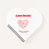 Love beats book bans heart-shaped notebook ノートブック (正面)