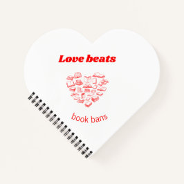 Love beats book bans heart-shaped notebook ノートブック