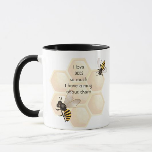 LOVE BEES so much I So Muchおもしろい引用文 マグカップ (左)