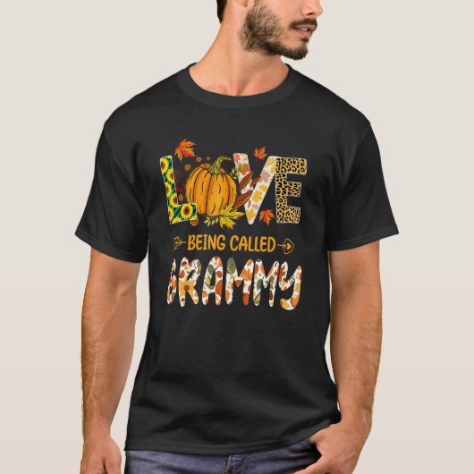 Love Being Called Grammy Pumpkin Fall Leaves Thank Tシャツ (正面)