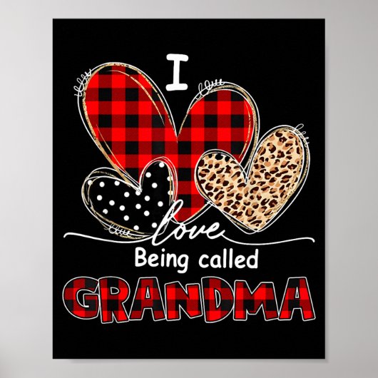 Love being called grandma red plaid grandmom ポスター (正面)