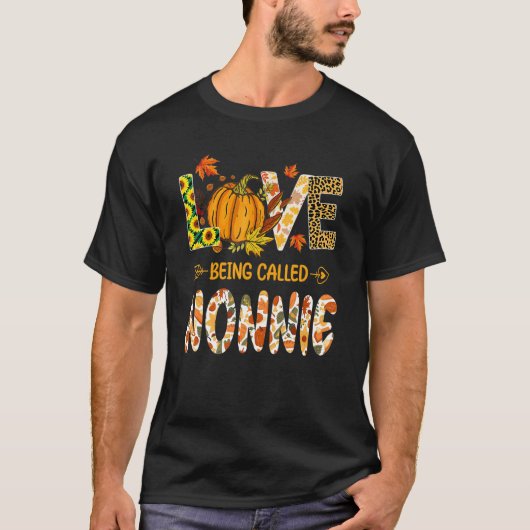 Love Being Called Nonnie Pumpkin Fall Leaves Thank Tシャツ (正面)