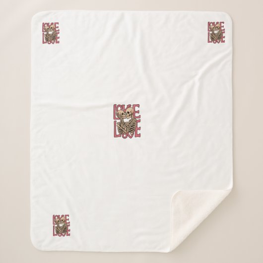 Love Beyond Time - Skeleton Enbrace Art シェルパブランケット (正面)